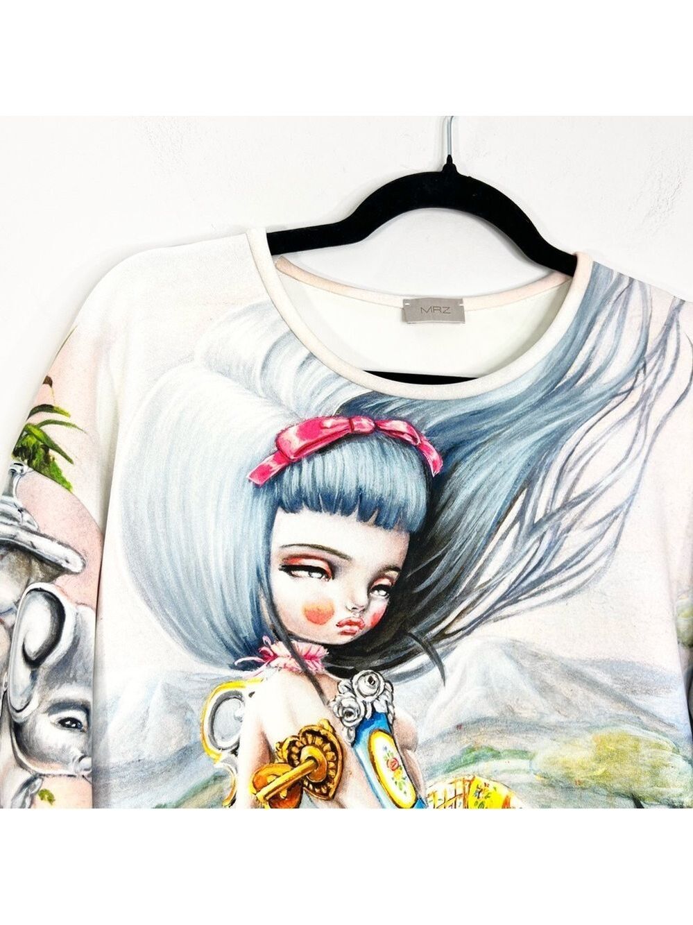 MRZ Italy designer drop shoulder half sleeve oversized graphic print top S - Picture 5 of 15